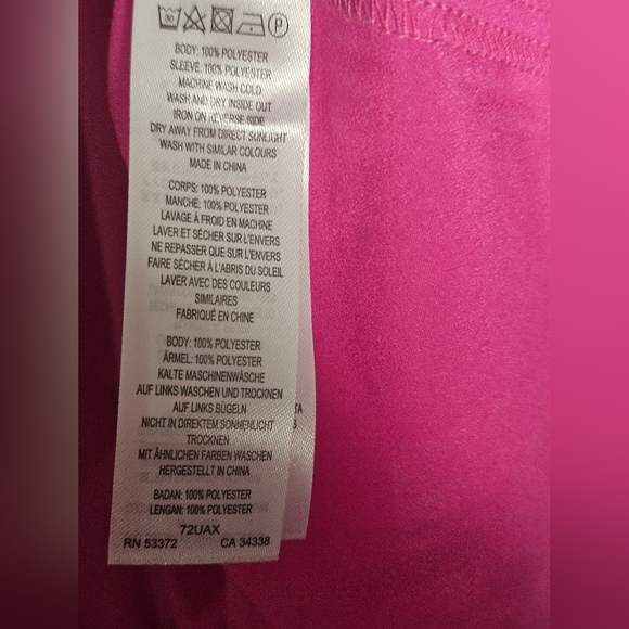 French Connection Hot Pink Crepe Light Georgette Peplum Blouse M - Picture 10 of 10